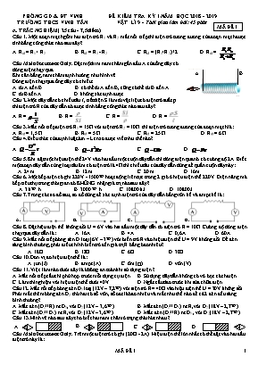 Đề kiểm tra học kỳ I môn Vật lý Lớp 9 - Mã đề 1 - Năm học 2018-2019 - Trường THCS Vinh Tân